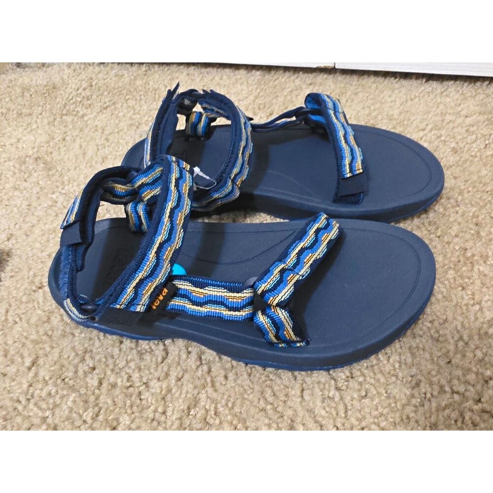 Teva Hurricane Kids Sandals Size 2 Blue Strappy Hook & Loop Adjustable